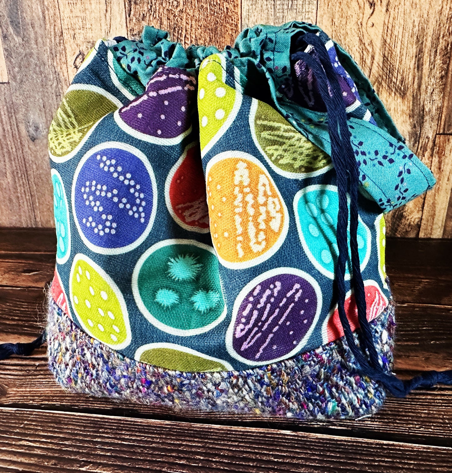 Petri Dishes with Handwoven Wool Small Project Bag