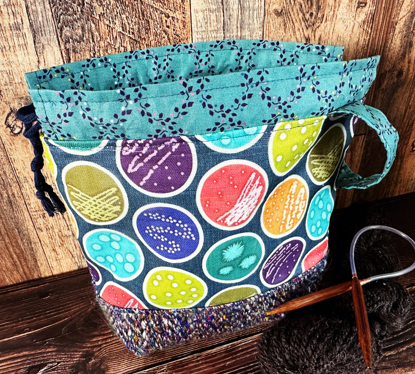 Petri Dishes with Handwoven Wool Small Project Bag