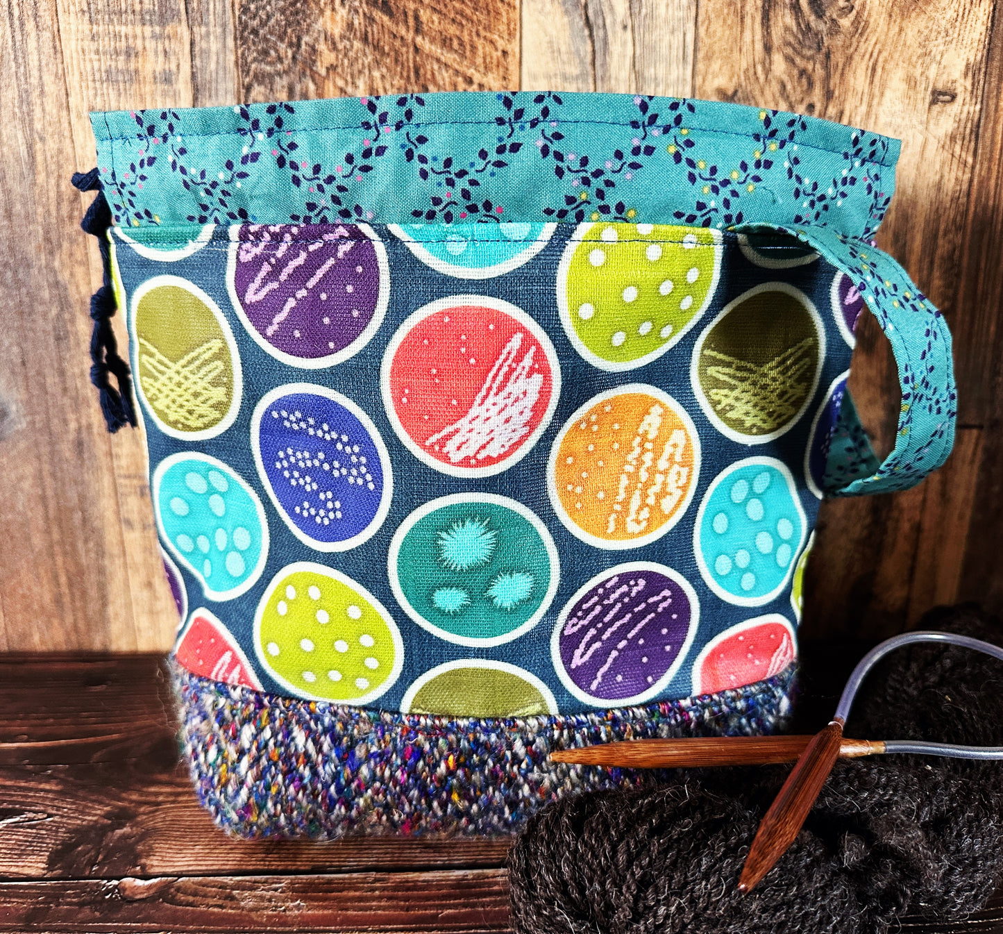 Petri Dishes with Handwoven Wool Small Project Bag