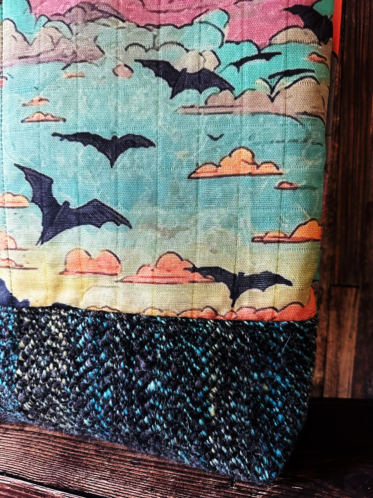Bats at Sunset with Handwoven Wool Extra Large Tote