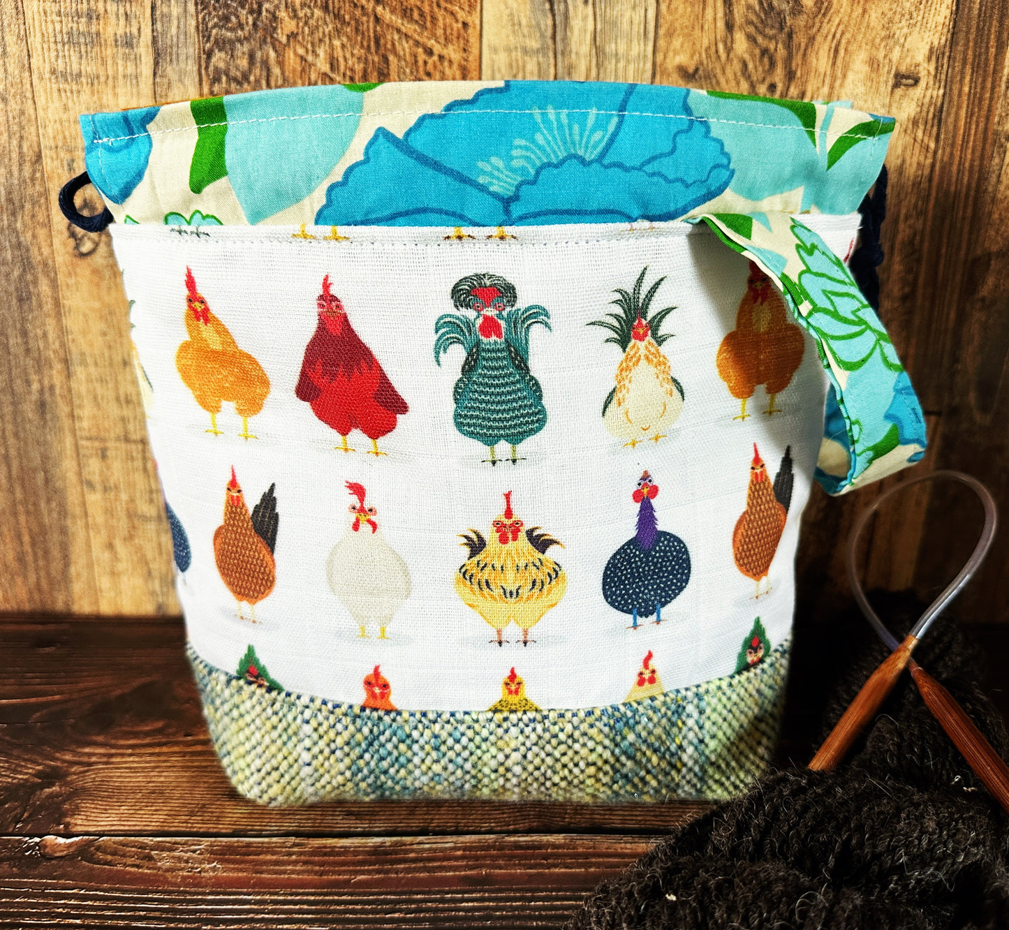 Chicken Breeds with Handwoven Wool Small Project Bag (Copy)