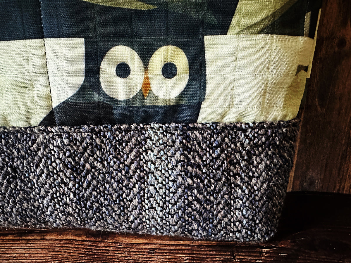 Abstract Owls with Handwoven Wool Extra Large Tote