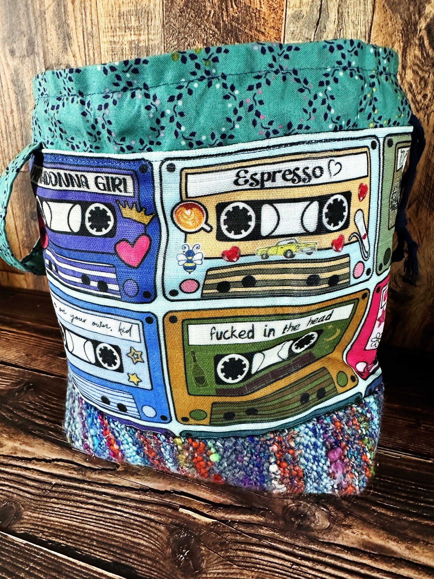 Mixed Tapes with Handwoven Wool Medium Project Bag