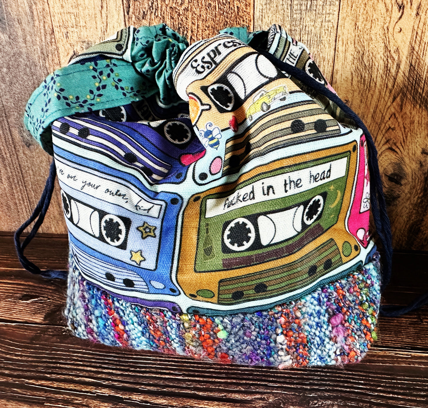 Mixed Tapes with Handwoven Wool Medium Project Bag