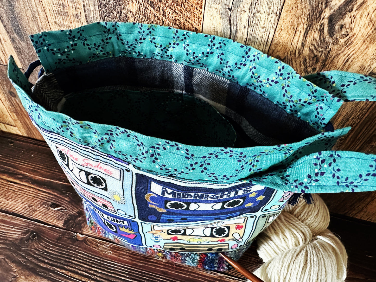 Mixed Tapes with Handwoven Wool Medium Project Bag