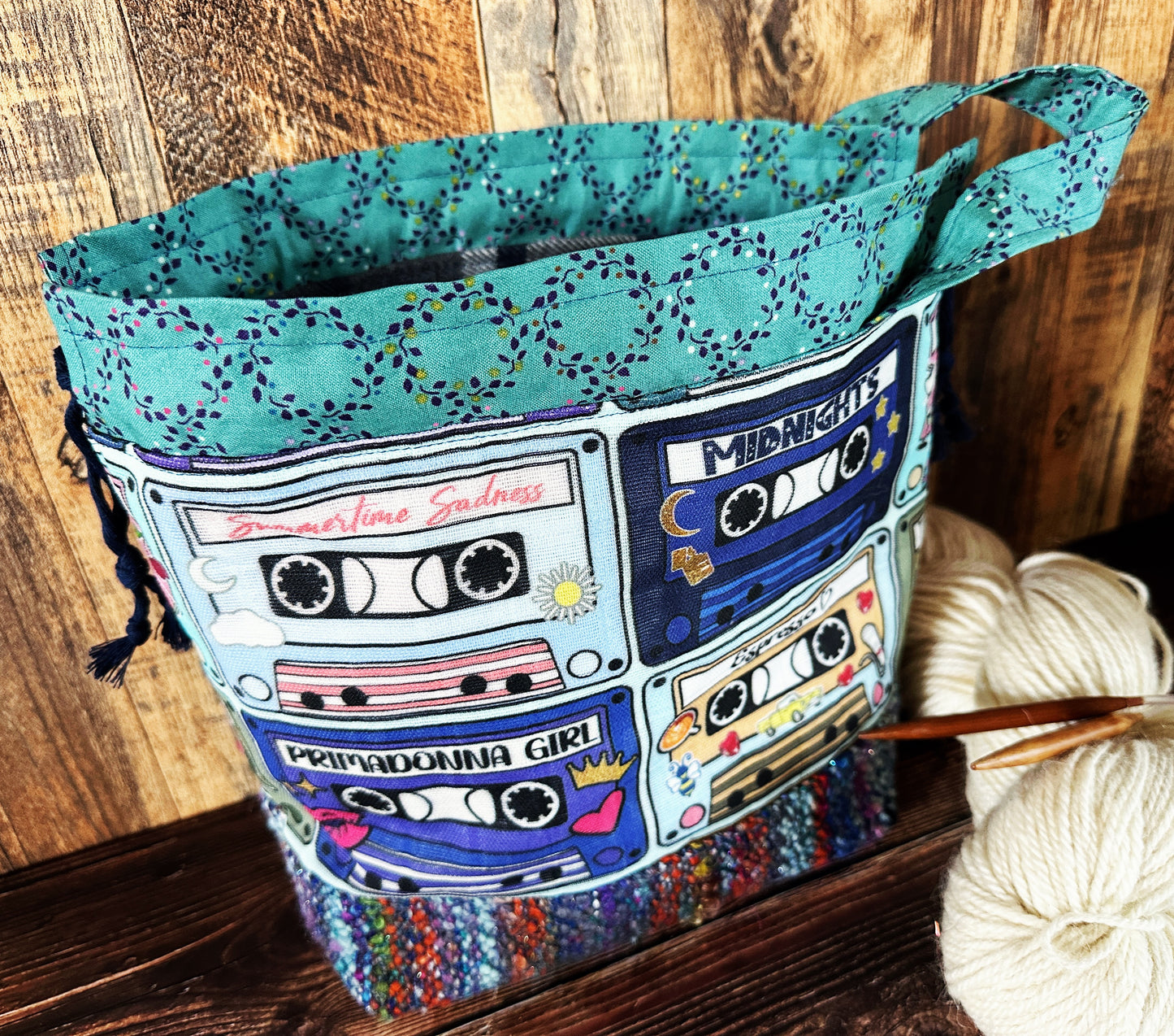 Mixed Tapes with Handwoven Wool Medium Project Bag