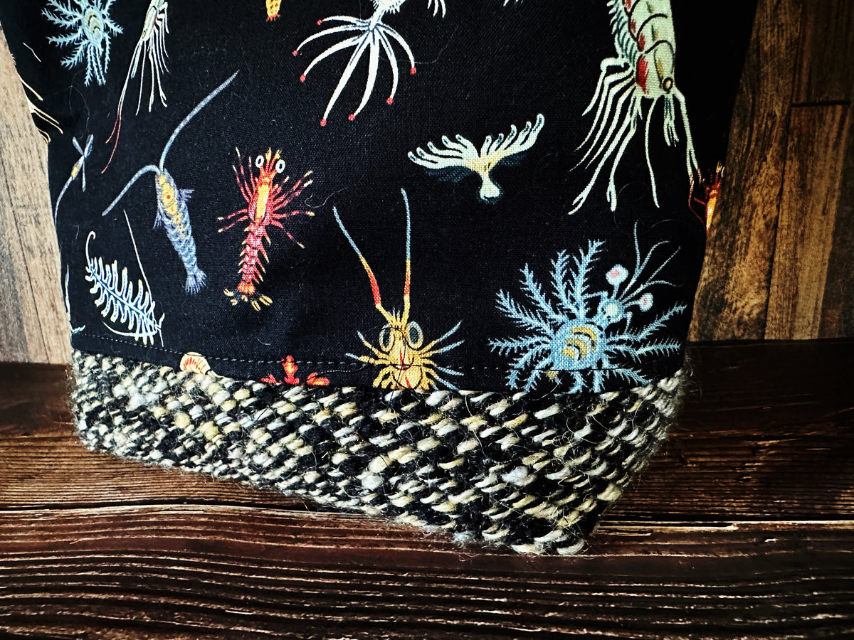 Midnight Zone Plankton with Woven Wool Cosmetic or Zipper Bag