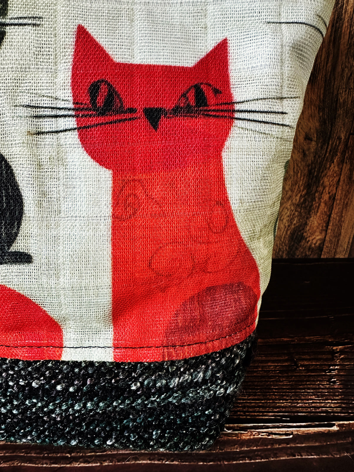Mid Mod Cats with Woven Wool Cosmetic or Zipper Bag