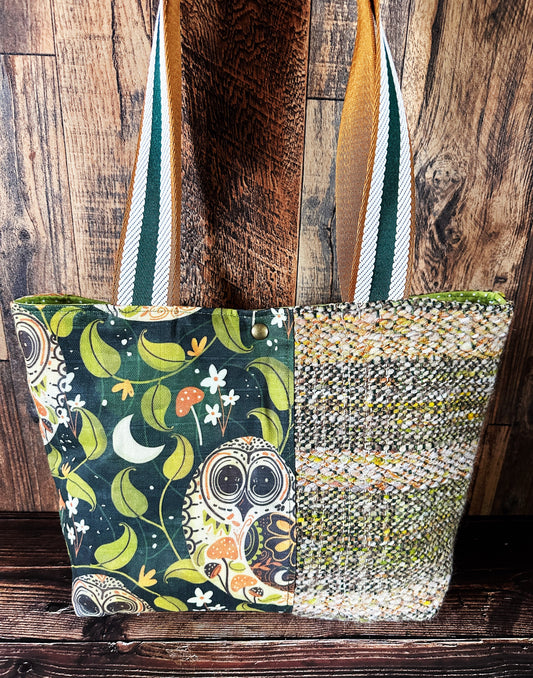 Earthy Owls and Handwoven Wool Med Tote
