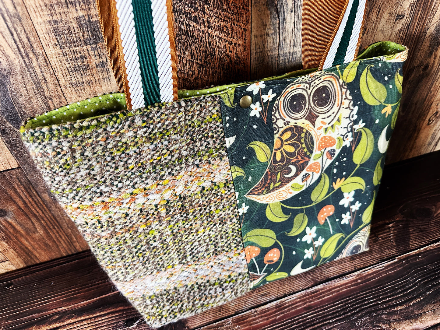 Earthy Owls and Handwoven Wool Med Tote