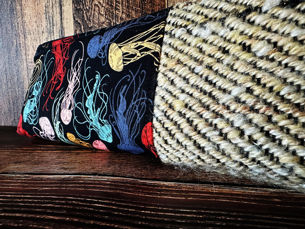 Midnight Zone Jellyfish with Handwoven Wool Long and Lean Zipper Bag