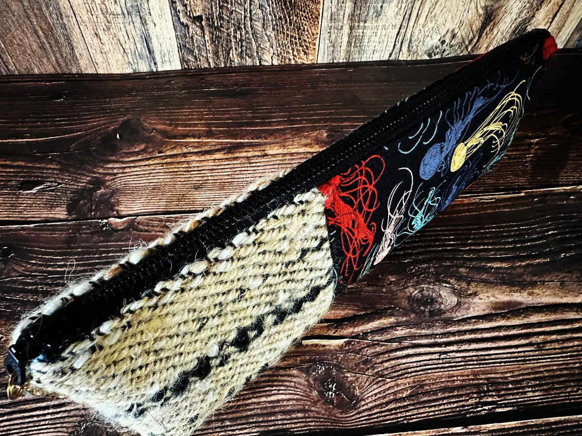 Midnight Zone Jellyfish with Handwoven Wool Long and Lean Zipper Bag