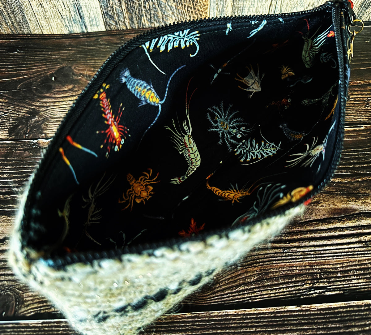 Midnight Zone Jellyfish with Handwoven Wool Long and Lean Zipper Bag
