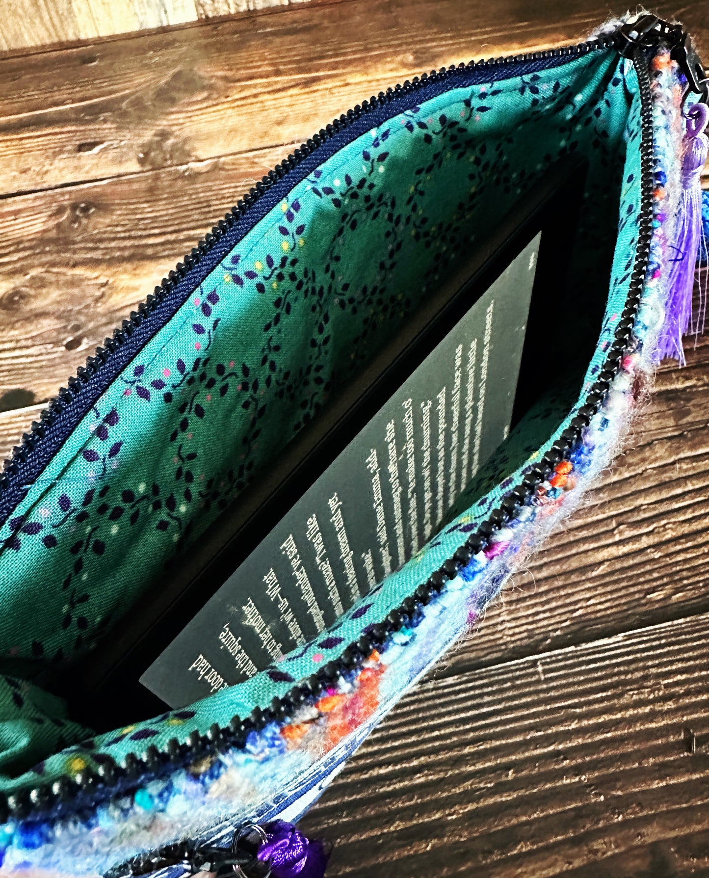 Mixed Tapes & Handwoven Wool Double Zipper Clutch