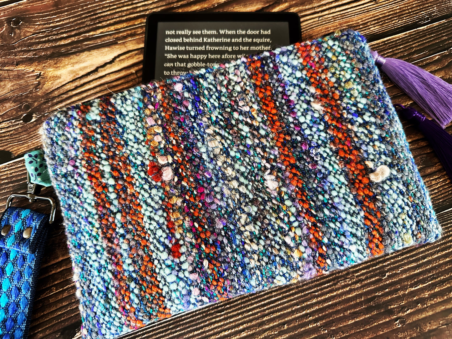 Mixed Tapes & Handwoven Wool Double Zipper Clutch