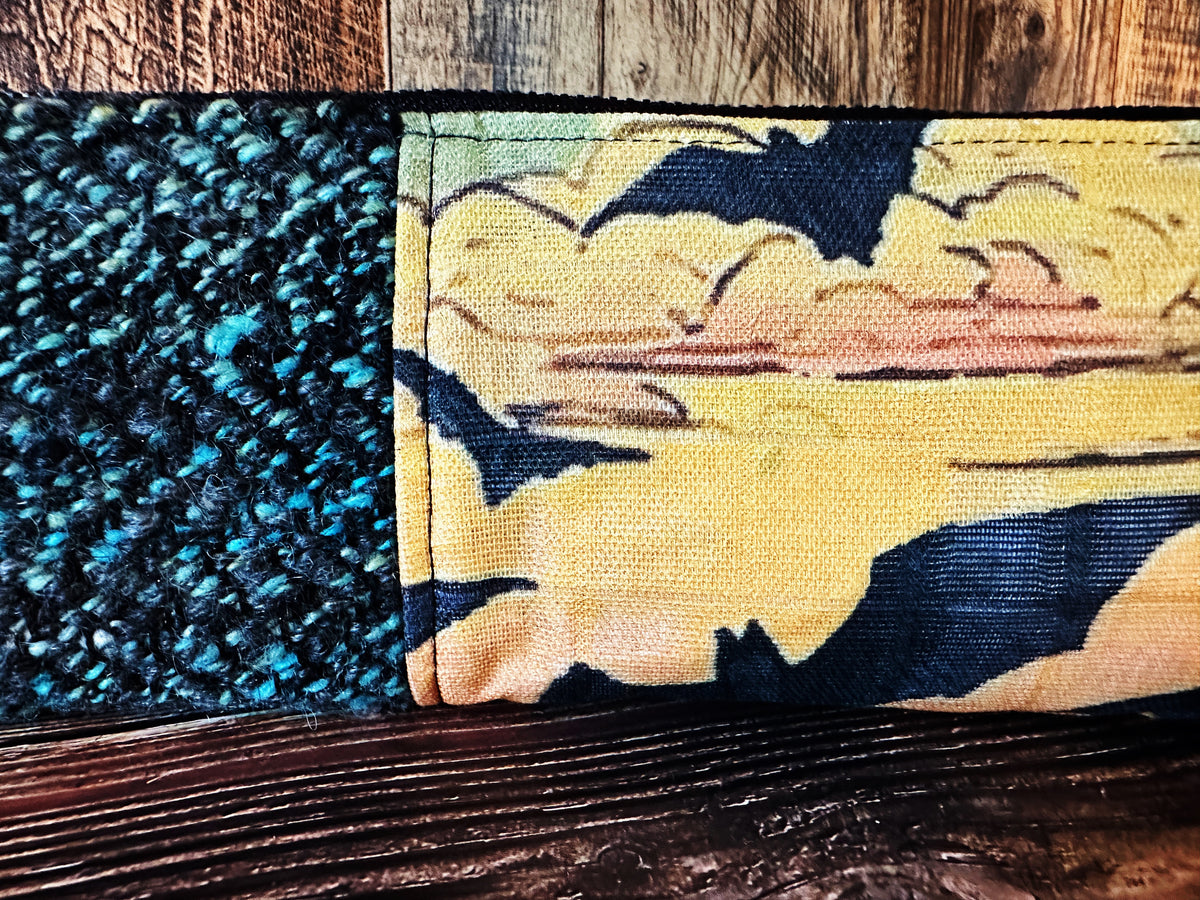 Bats at Sunset with Handwoven Wool Long and Lean Zipper Bag