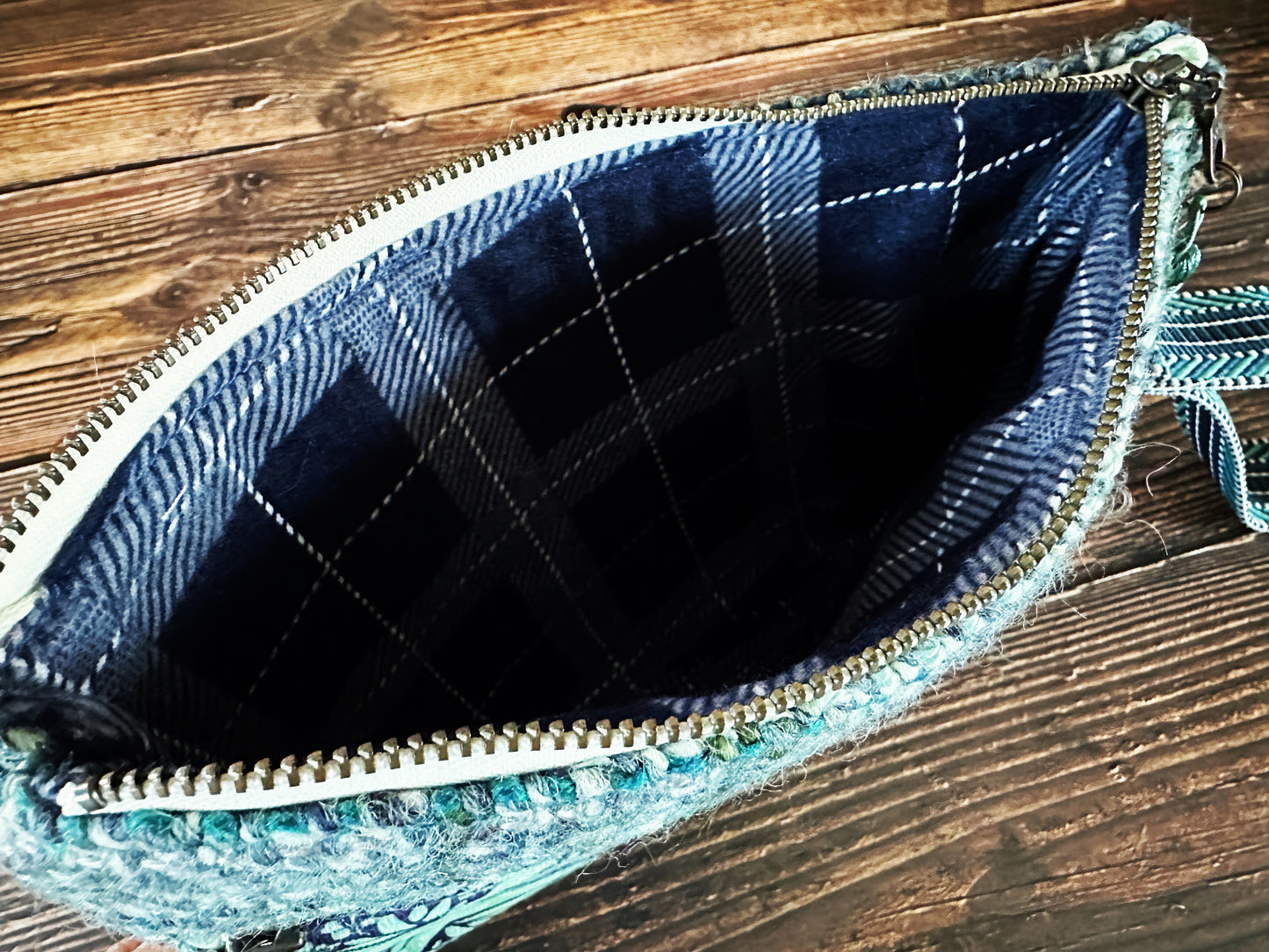 Uterus Garden & Handwoven Wool Double Zipper Clutch