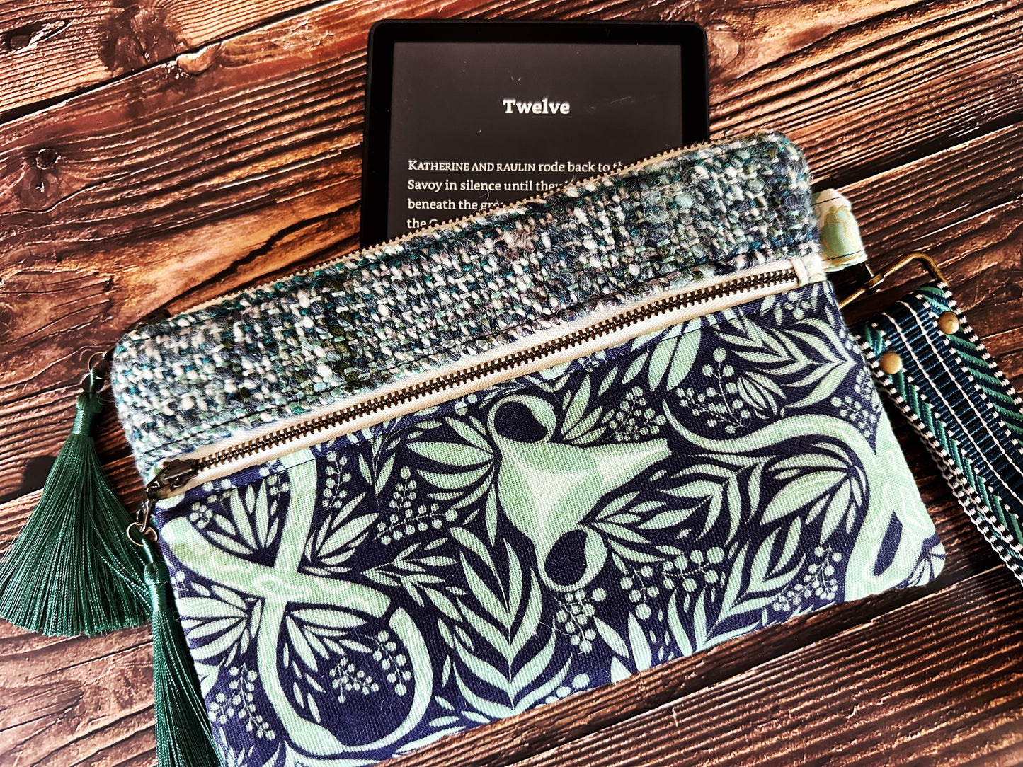 Uterus Garden & Handwoven Wool Double Zipper Clutch