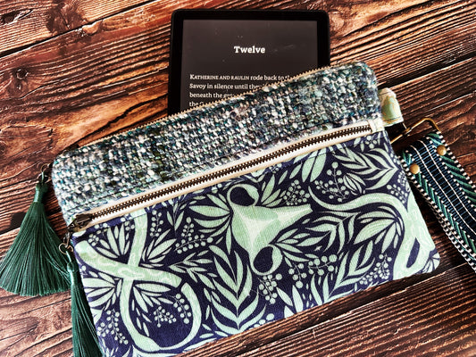 Uterus Garden & Handwoven Wool Double Zipper Clutch