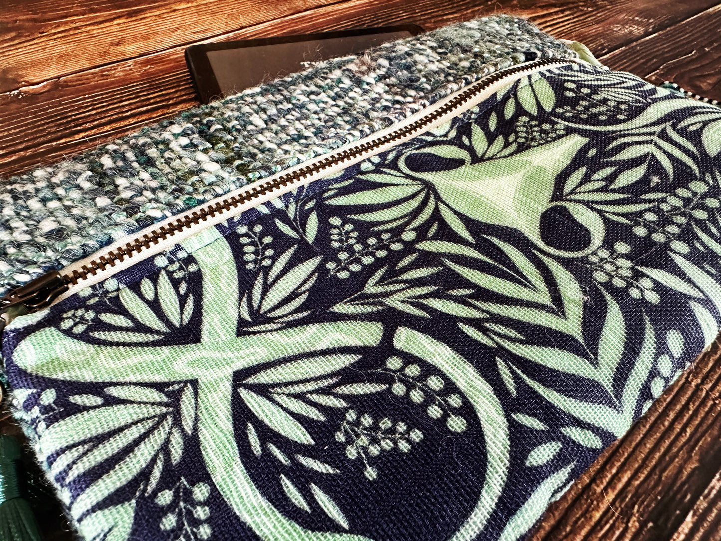 Uterus Garden & Handwoven Wool Double Zipper Clutch