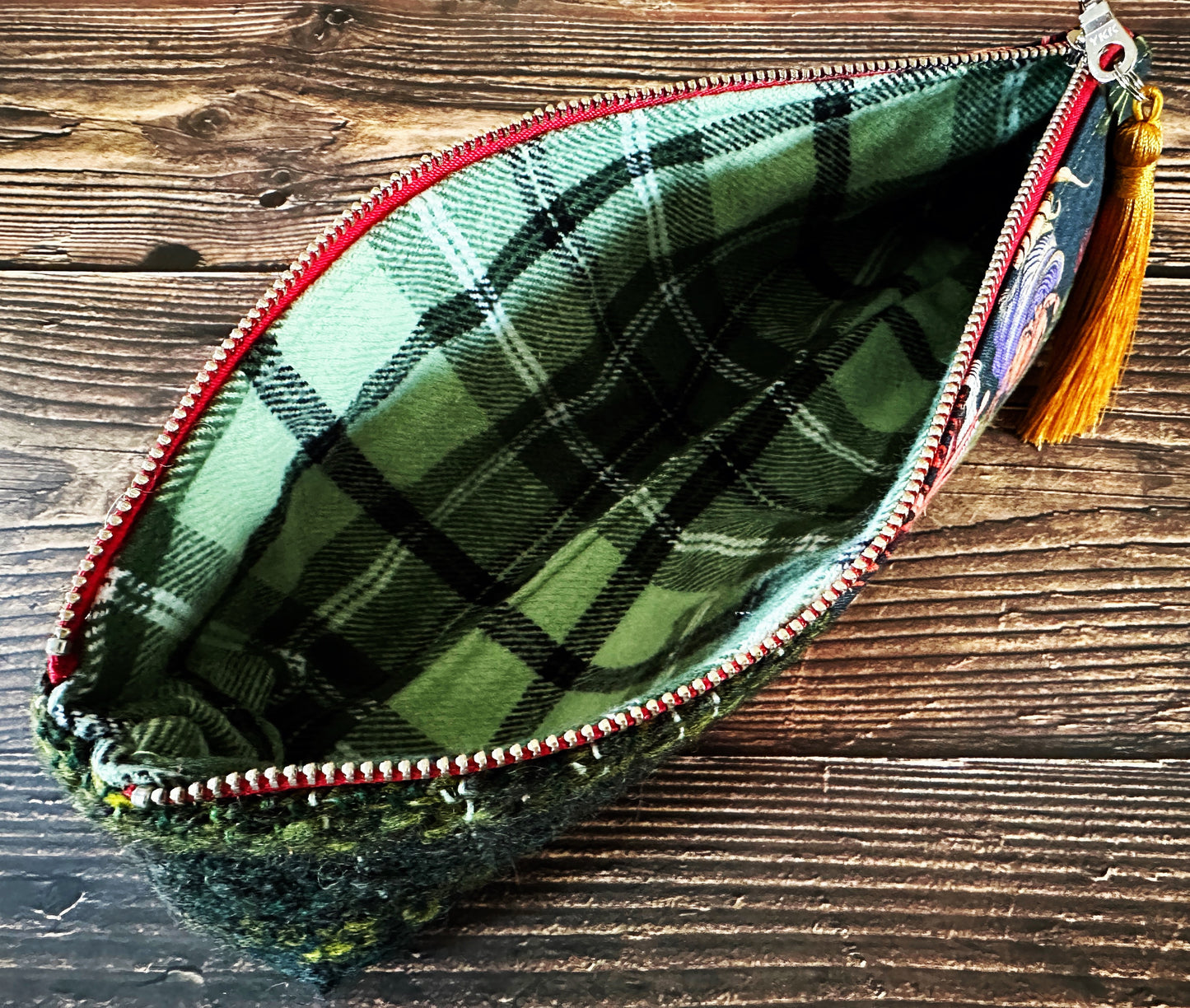 Hermit Crabs and Anemones with Handwoven Wool Long and Lean Zipper Bag