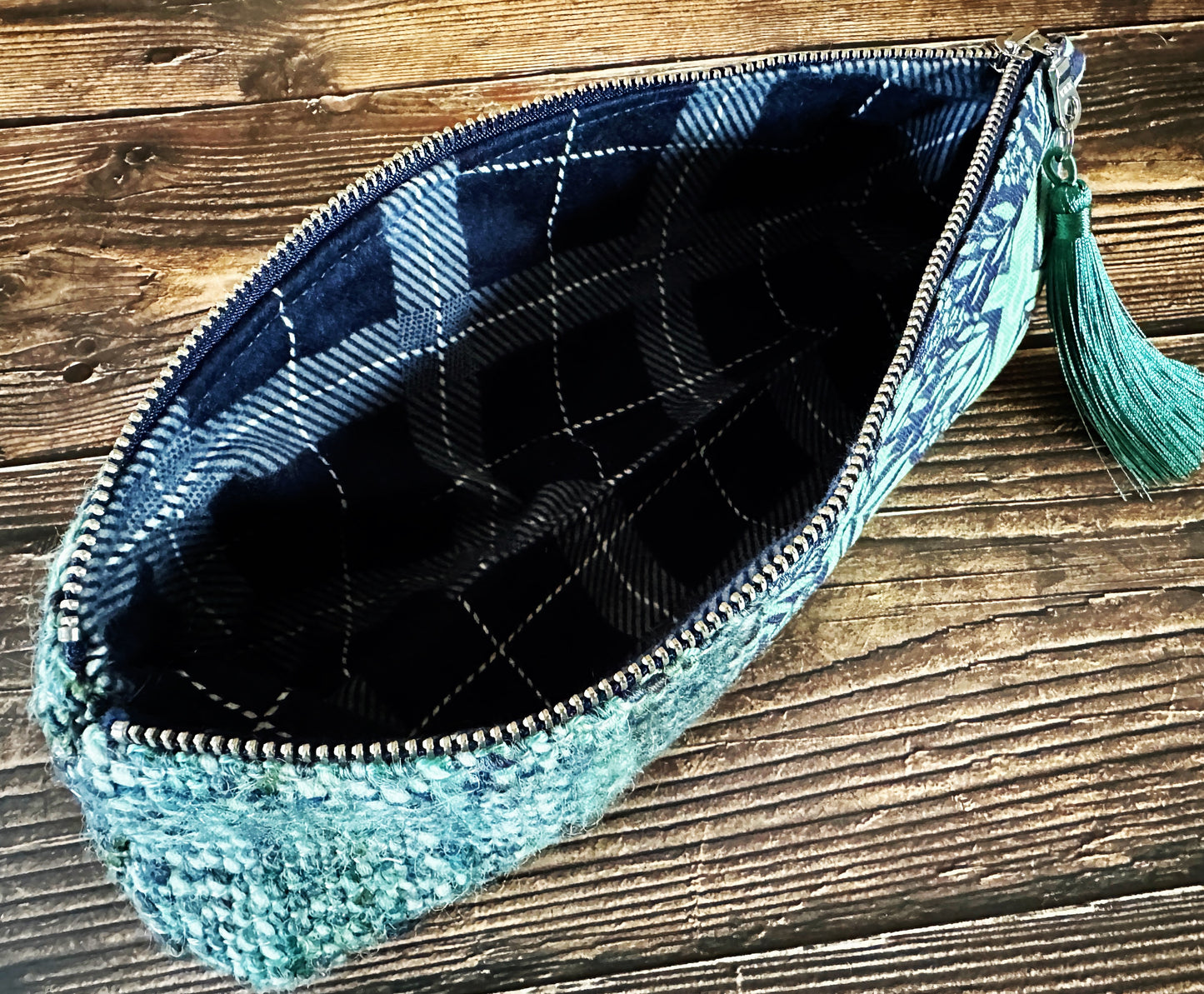 Uterus Garden with Handwoven Wool Long and Lean Zipper Bag