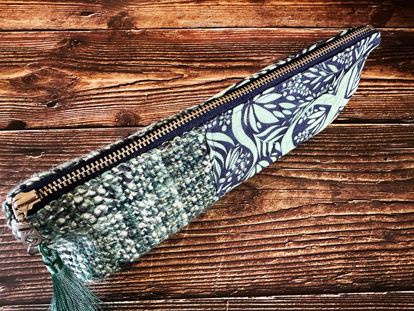 Uterus Garden with Handwoven Wool Long and Lean Zipper Bag