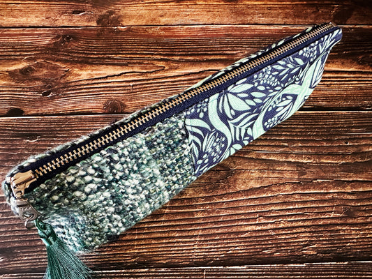 Uterus Garden with Handwoven Wool Long and Lean Zipper Bag