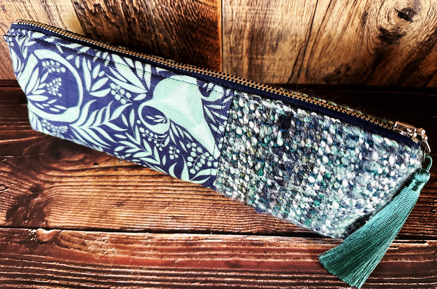 Uterus Garden with Handwoven Wool Long and Lean Zipper Bag