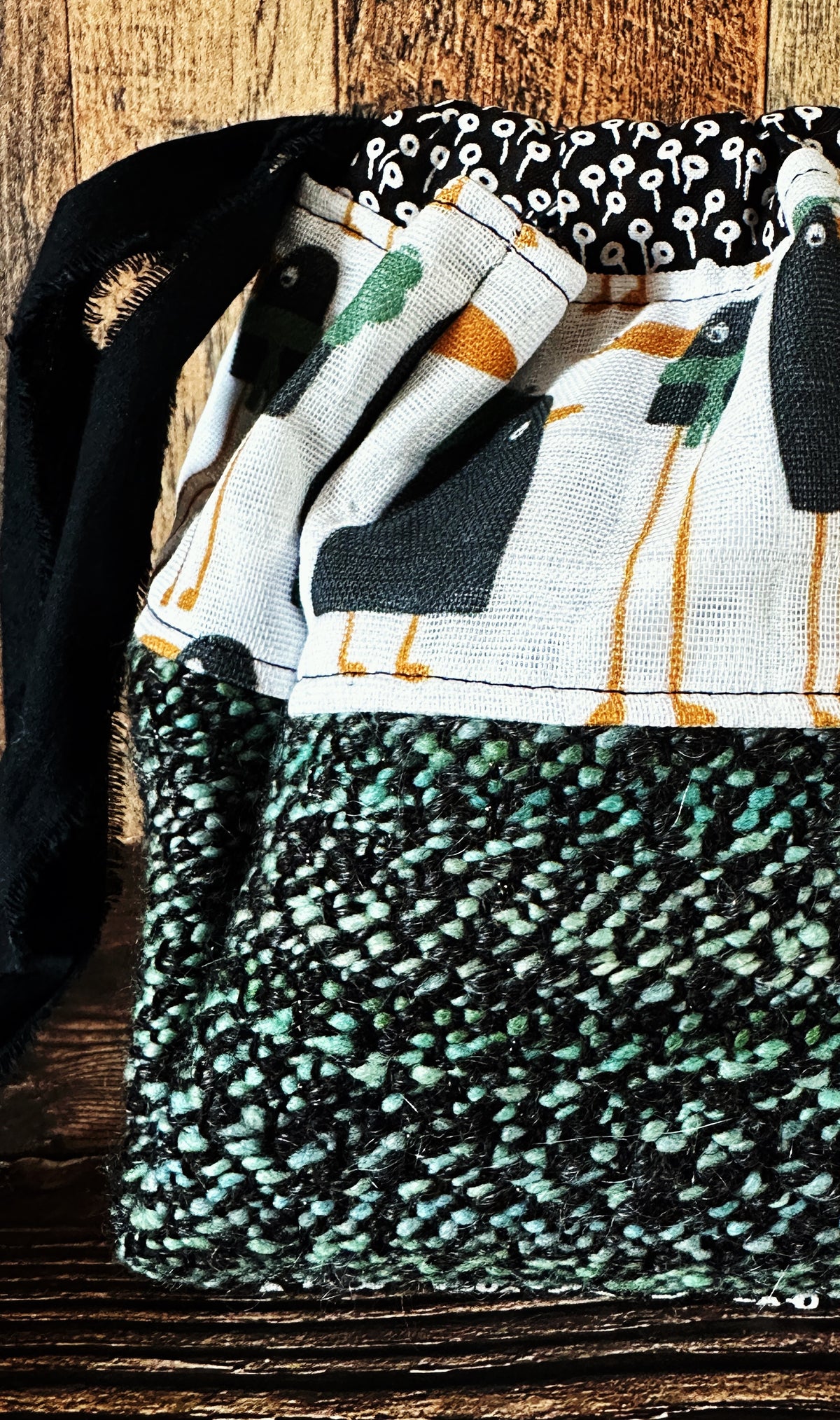 Murder of Crows with Handwoven Wool Medium Dumpling Bag