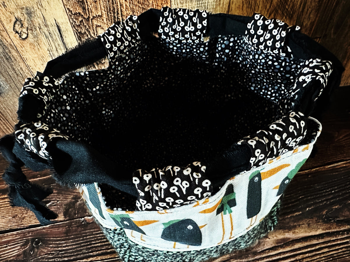 Murder of Crows with Handwoven Wool Medium Dumpling Bag
