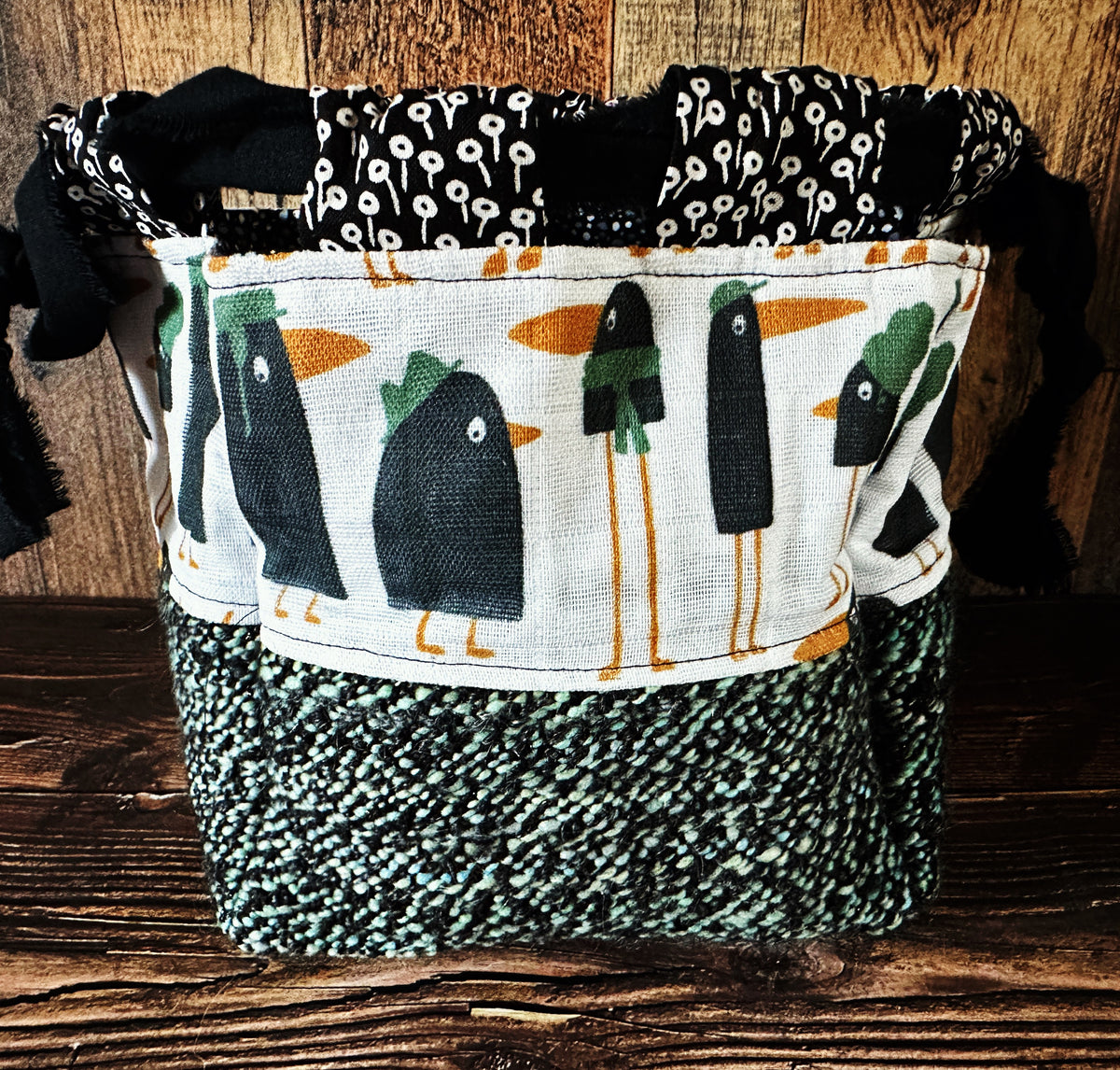 Murder of Crows with Handwoven Wool Medium Dumpling Bag