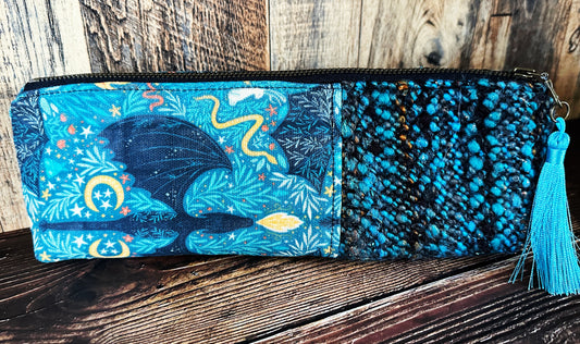 Delightful Dragons with Handwoven Wool Long and Lean Zipper Bag