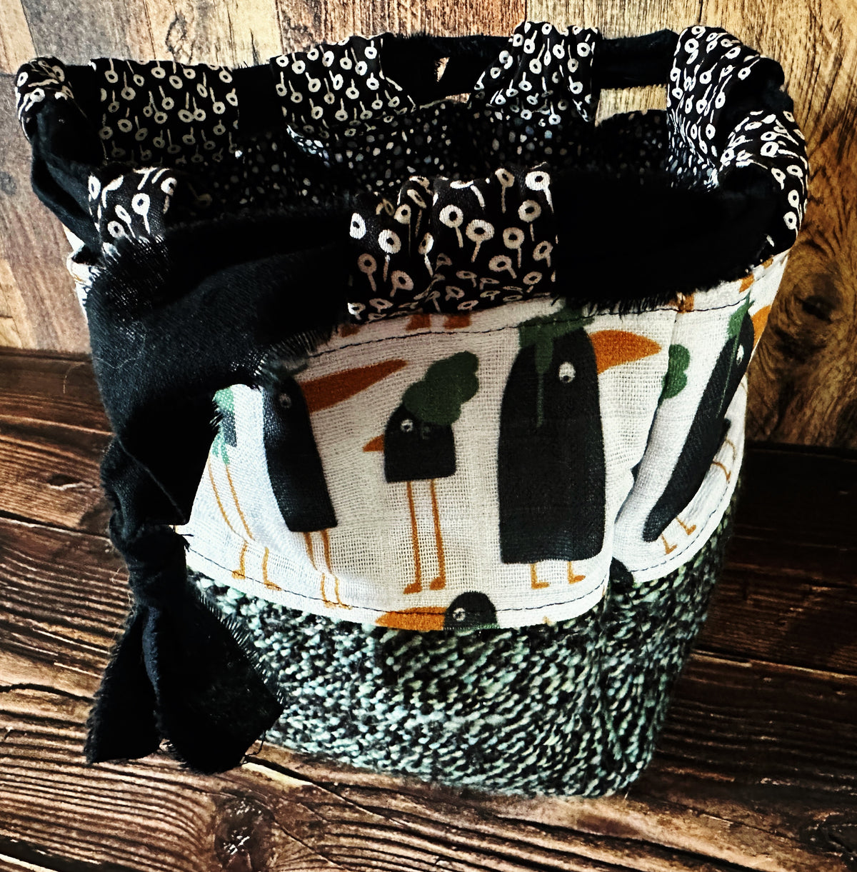 Murder of Crows with Handwoven Wool Medium Dumpling Bag