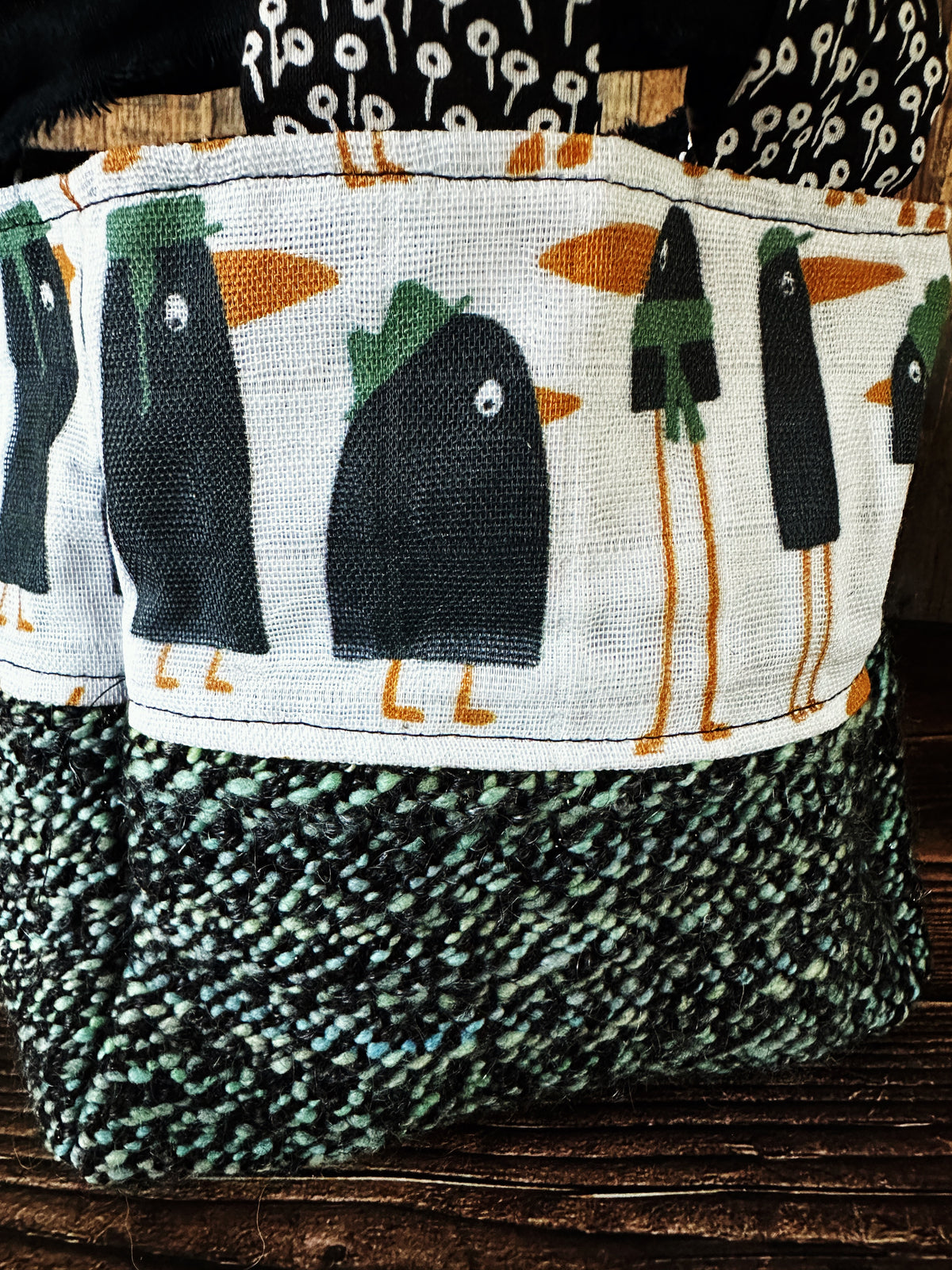 Murder of Crows with Handwoven Wool Medium Dumpling Bag