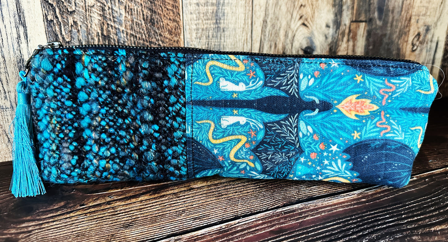 Delightful Dragons with Handwoven Wool Long and Lean Zipper Bag