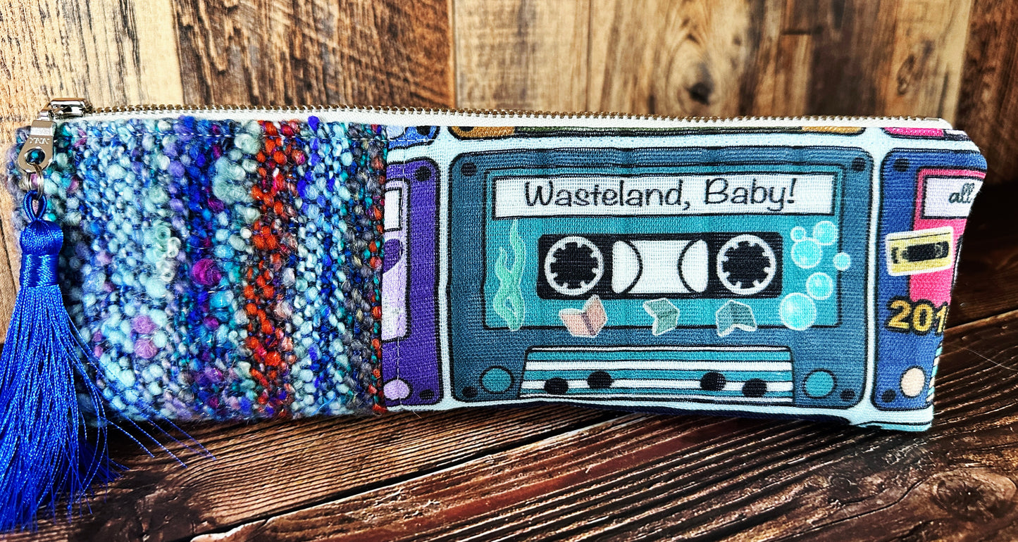 Mixed Tapes with Handwoven Wool Long and Lean Zipper Bag