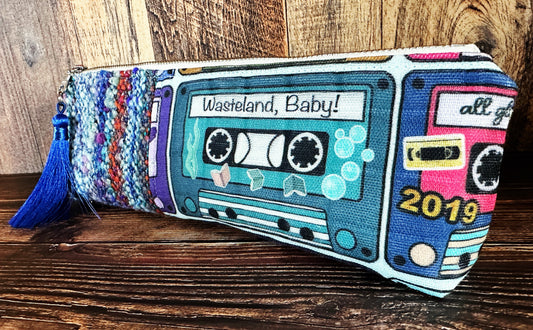 Mixed Tapes with Handwoven Wool Long and Lean Zipper Bag