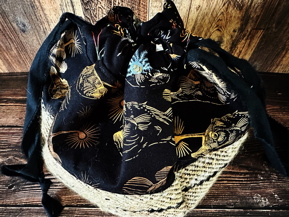 Midnight Zone Anglerfish with Handwoven Wool Large Dumpling Bag