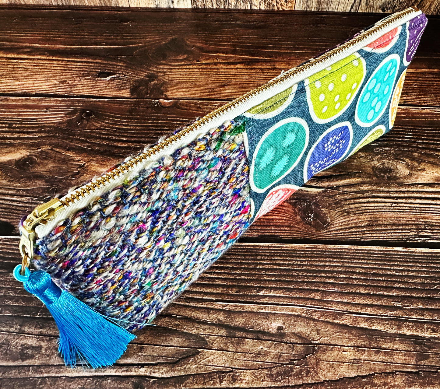 Petri Dishes with Handwoven Wool Long and Lean Zipper Bag