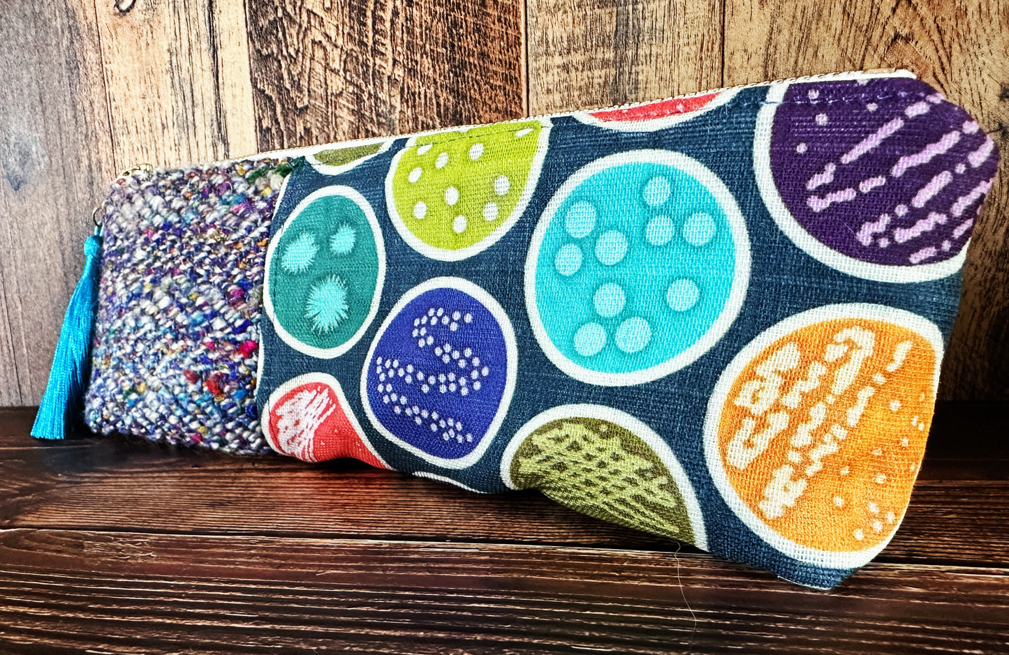Petri Dishes with Handwoven Wool Long and Lean Zipper Bag