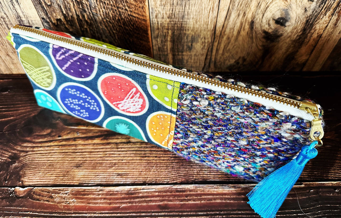 Petri Dishes with Handwoven Wool Long and Lean Zipper Bag