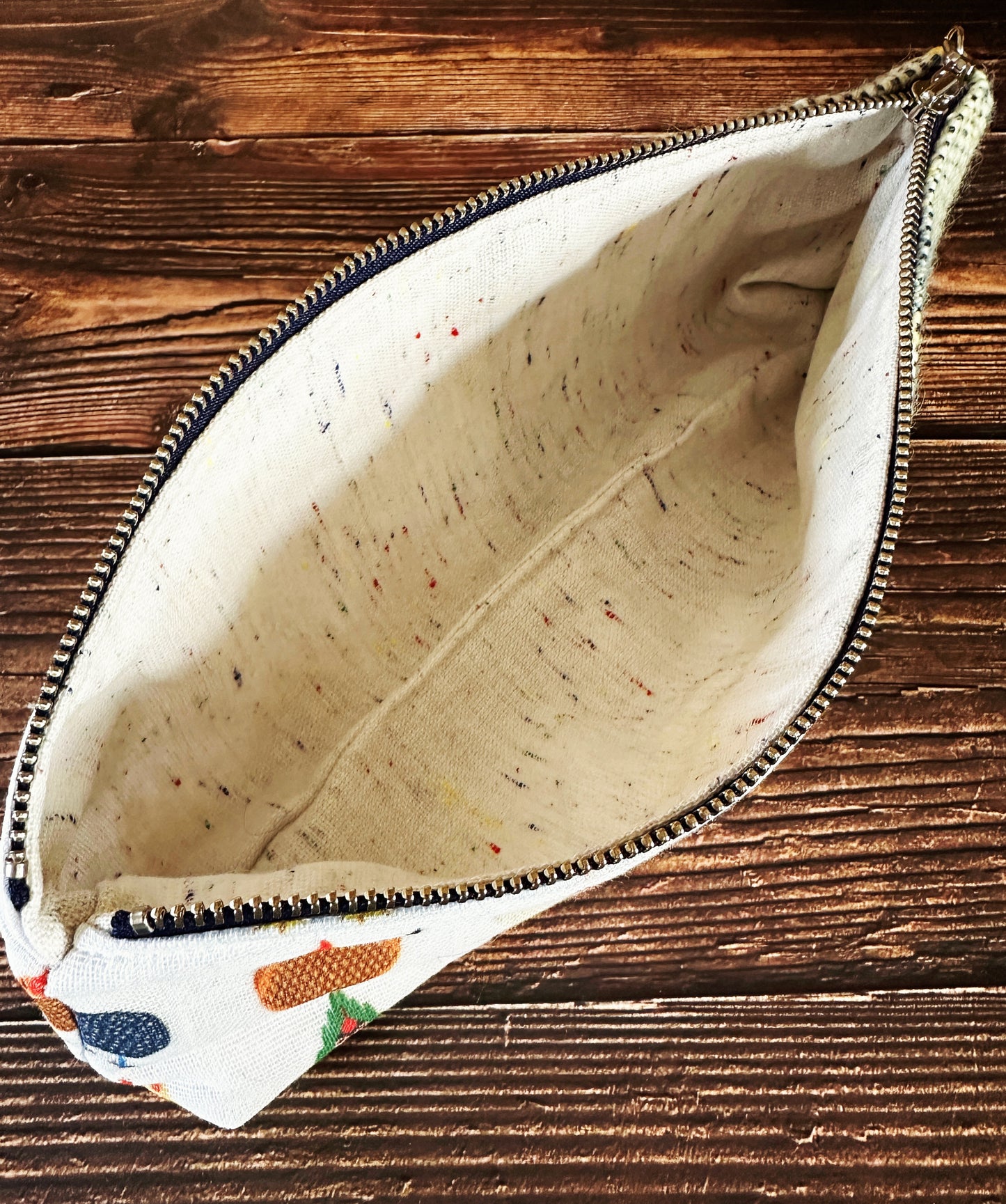 Chicken Breeds with Handwoven Wool Long and Lean Zipper Bag