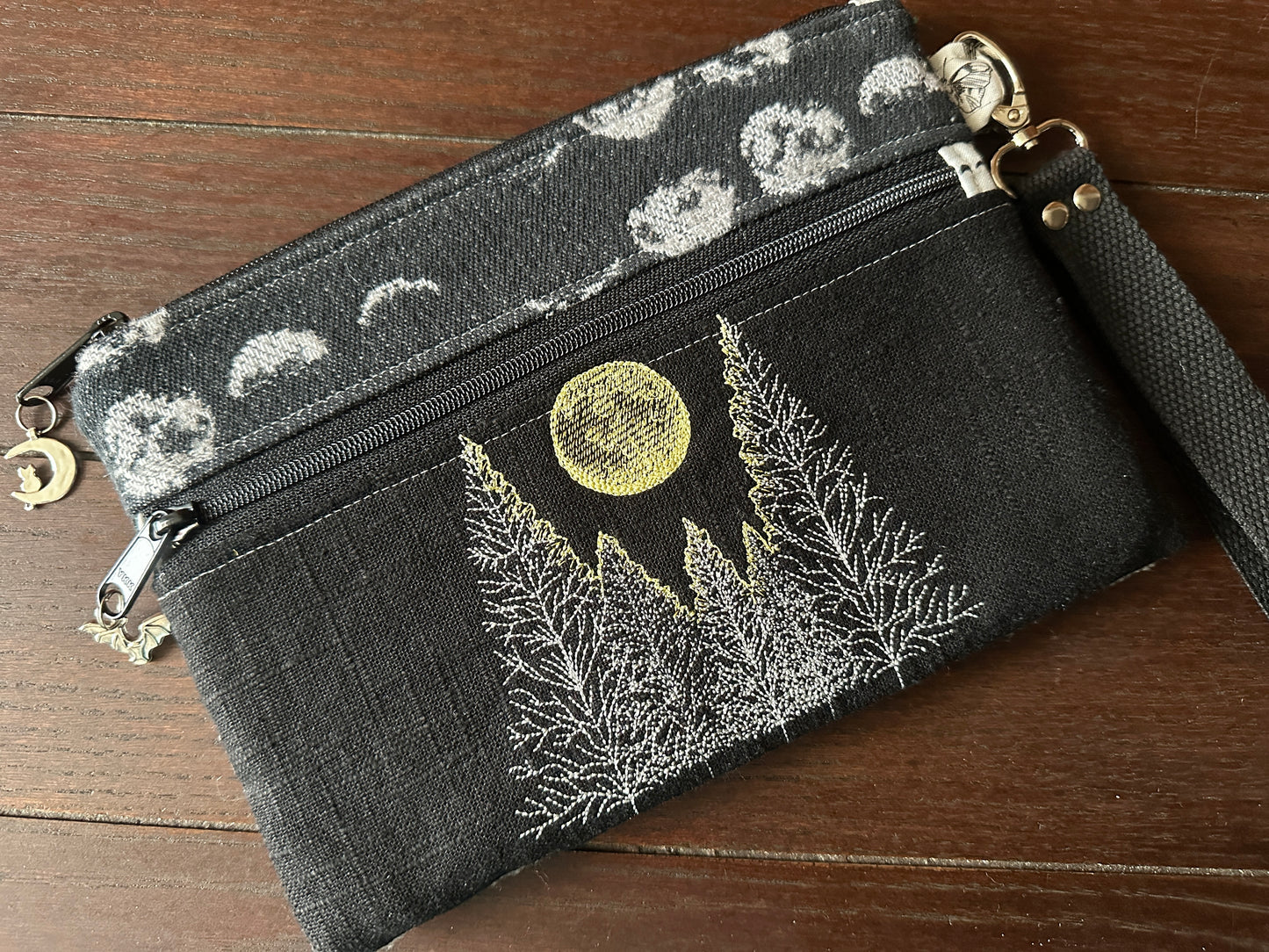 Moons Over Conifers Double Zipper Clutch