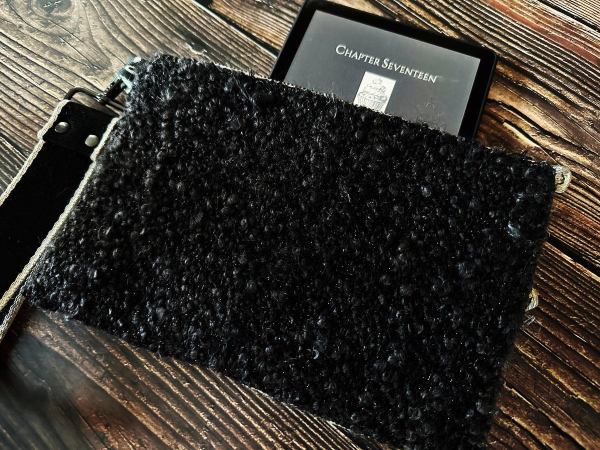 Misfit Monsters & Handwoven Wool Double Zipper Clutch, Perfect for E Readers