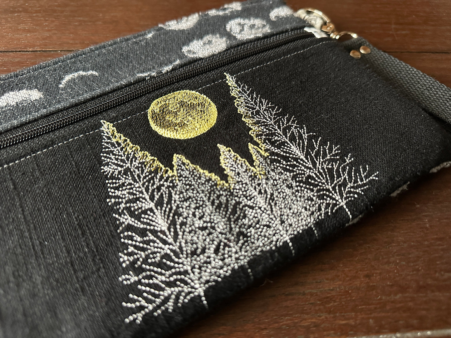 Moons Over Conifers Double Zipper Clutch