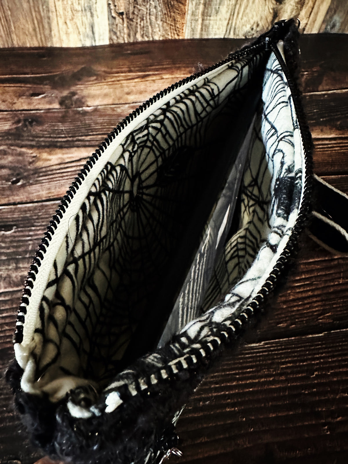 Misfit Monsters & Handwoven Wool Double Zipper Clutch, Perfect for E Readers