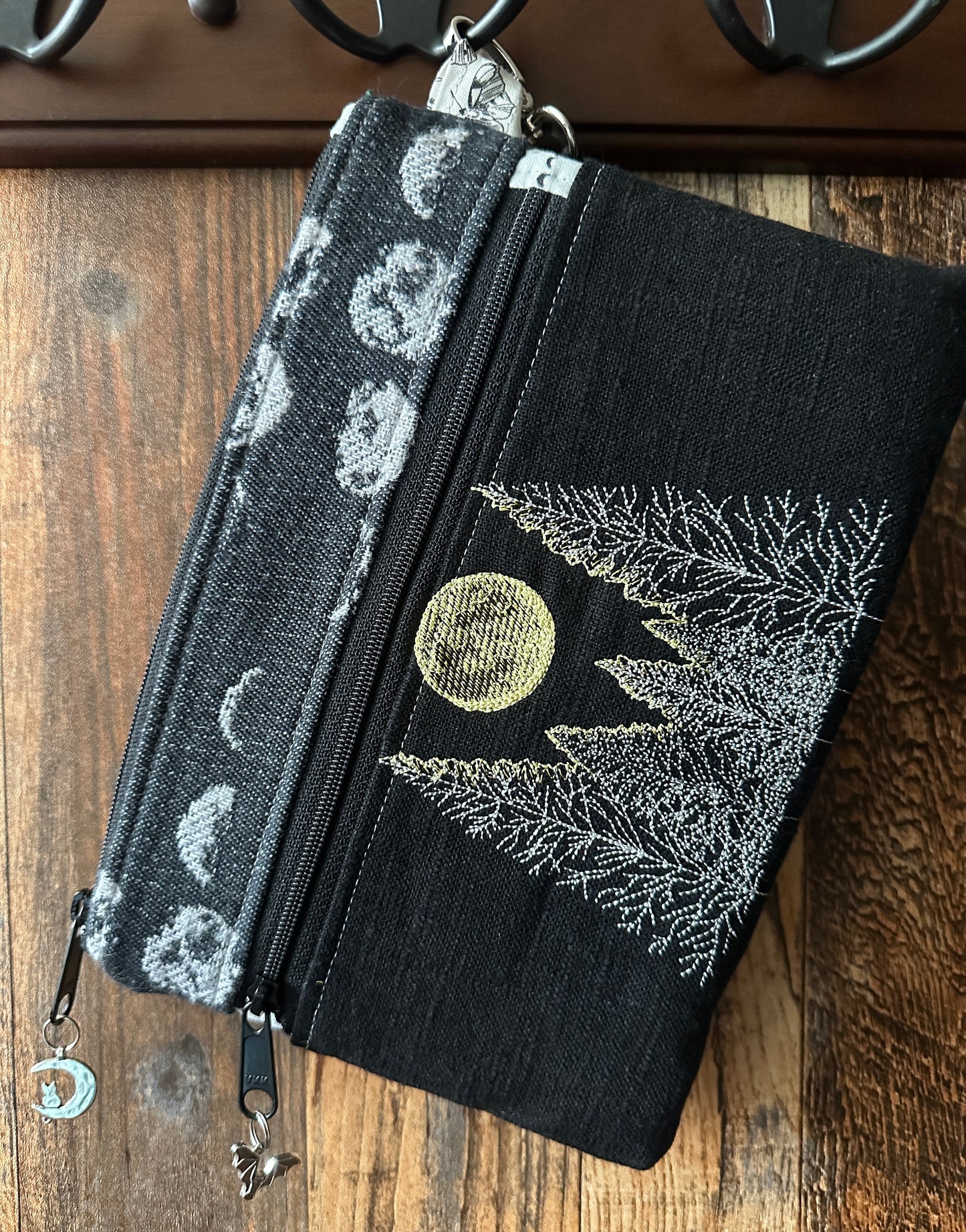 Moons Over Conifers Double Zipper Clutch