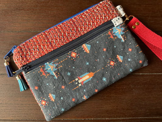 Retro Gamer Double Zipper Clutch