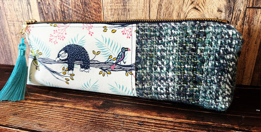 Sleepy Sloths with Handwoven Wool Long and Lean Zipper Bag